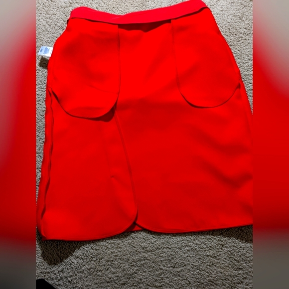 HALOGEN Petite Red A Line Midi Belted Skirt Size 12.  NWOT - Picture 5 of 7